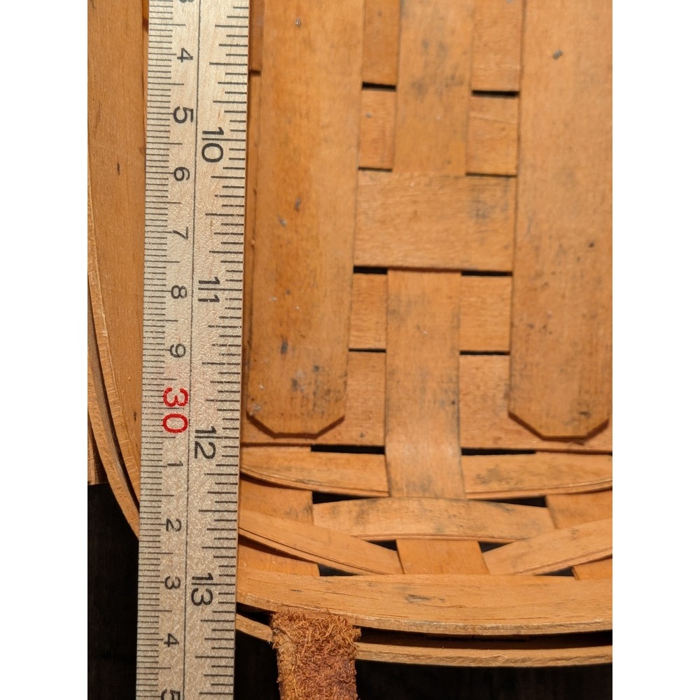 Longaberger Baskets Woven Wood Leather Handles Basket Organizer Storage - Picture 9 of 12